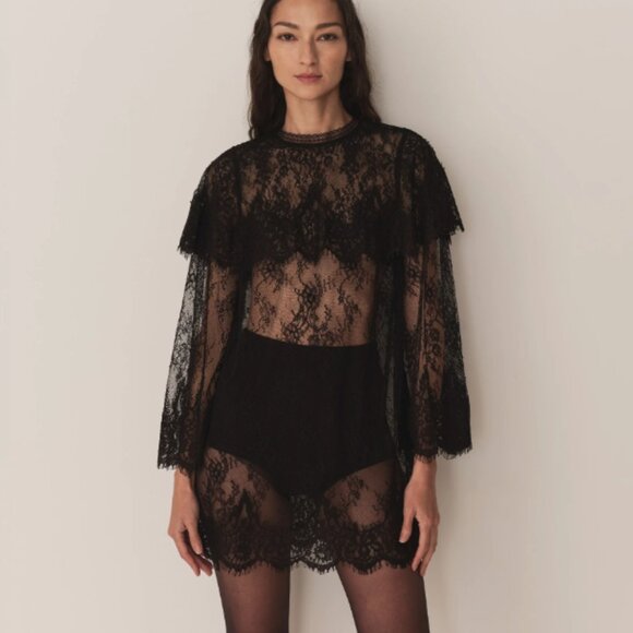 Doen Dresses & Skirts - DOEN Arabella Sheer Lace Mini Black Dress